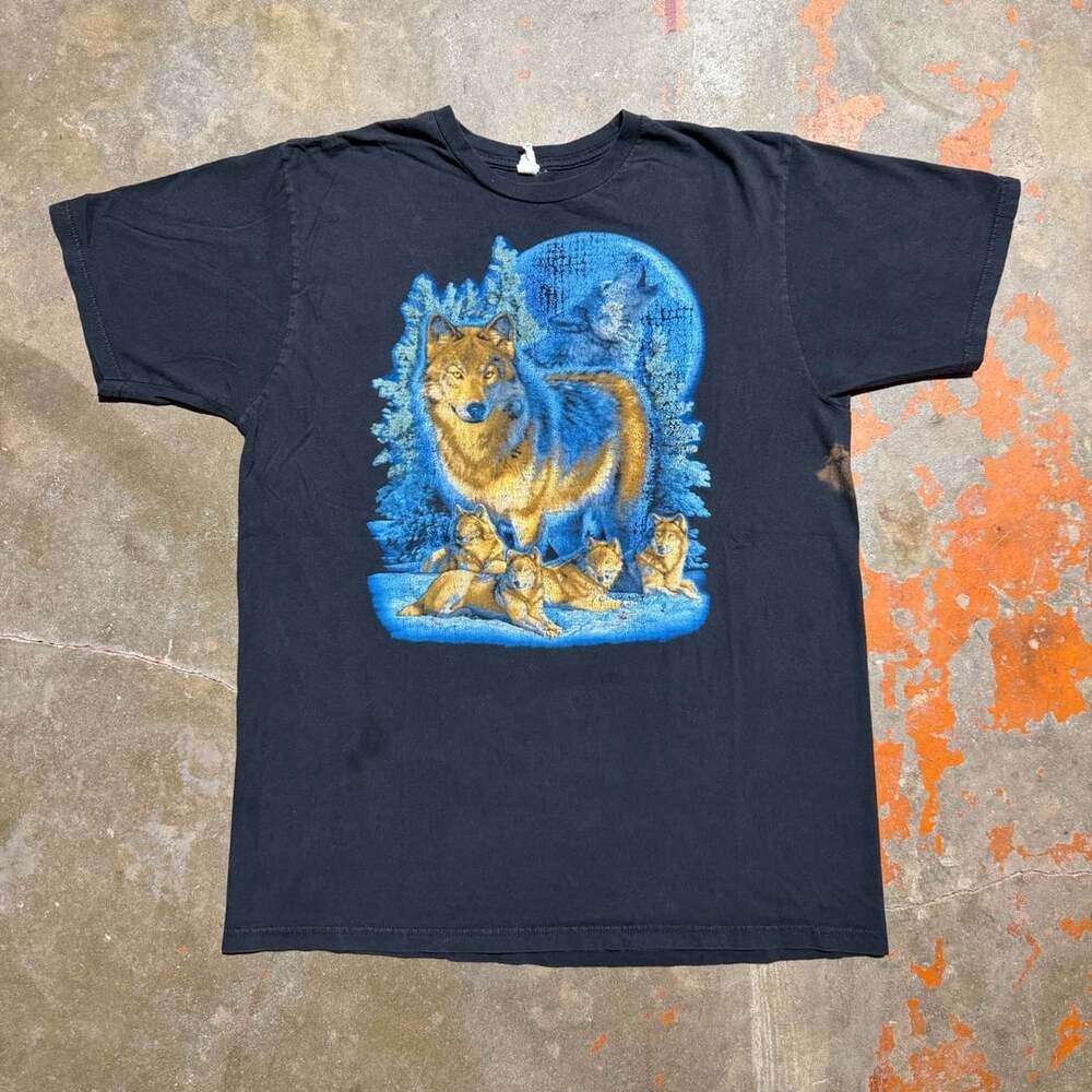 Vintage 90s Wolf Family y2k Wildlife T Shirt